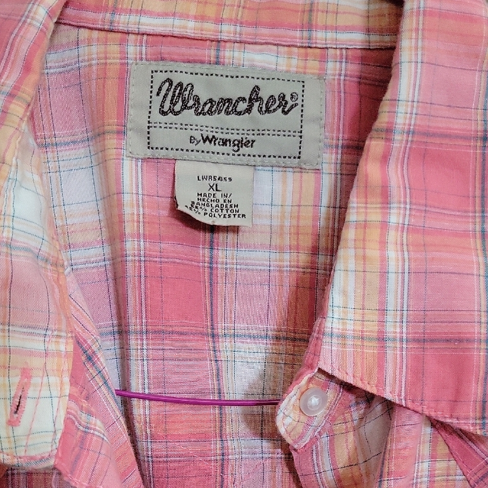 Vintage Wrangler Western Cowgirl Pink Plaid Button-Up Shirt Pearl Buttons - Picture 2 of 10